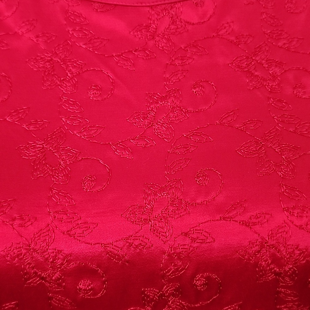 Vintage Jessica McClintock Red Satin Jacquard Dress - Picture 2 of 7